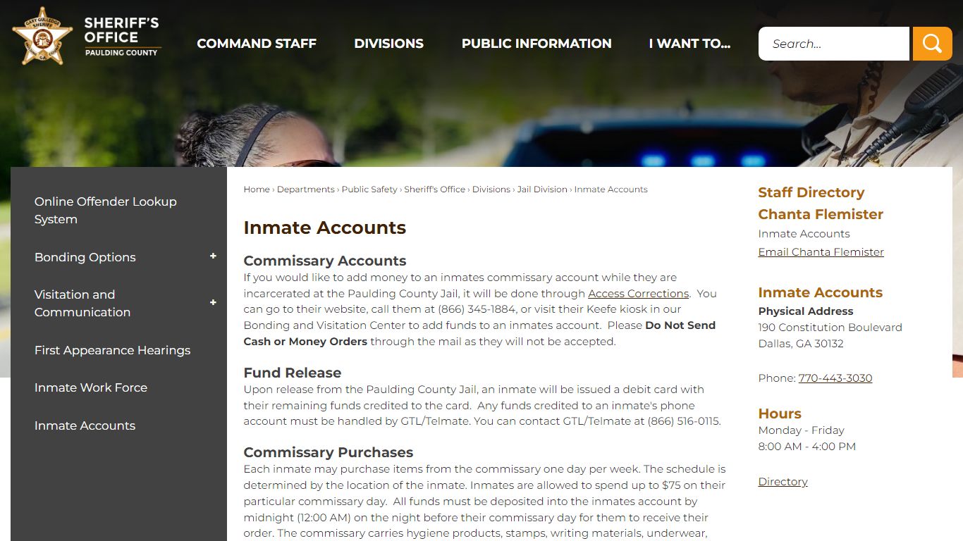 Inmate Accounts | Paulding County, GA